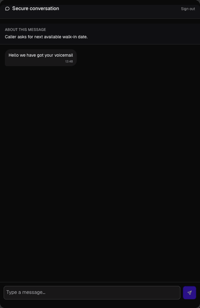 Patient portal chat view