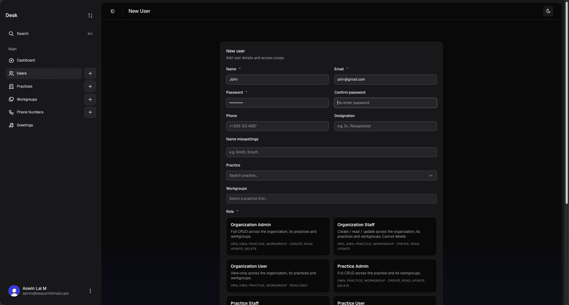 New user form
